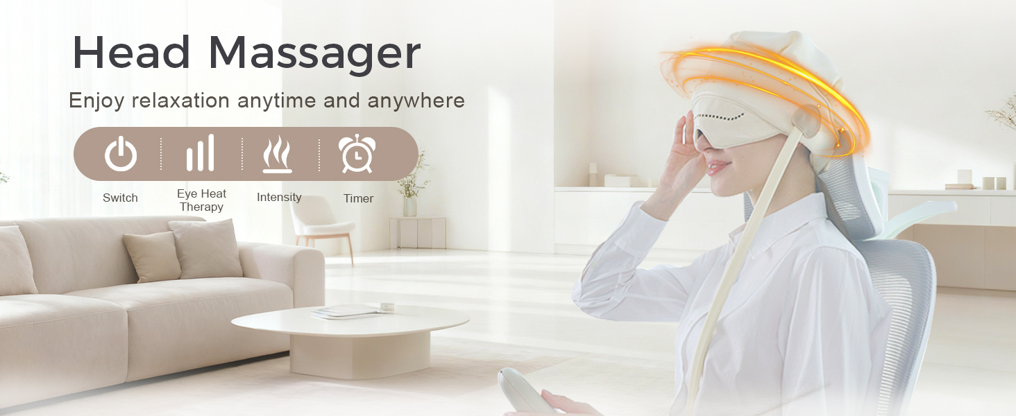 Full-Head Relaxation with Customizable Massage: Experience a professional-grade head and eye massage