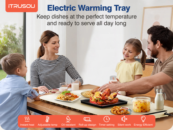 iTRUSOU Silicone Warming Mat for Food with 7 Level Temp