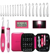 Yarniss 17 Size Counting Crochet Hooks Set, Light Up Crochet Hooks for Stitch & Row Counter