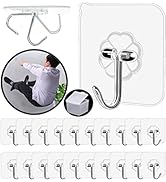QUALIALL Adhesive Hooks, 20 Packs, 33lbs/15kg Premium Heavy Duty Wall Ceiling Hooks for Hanging, ...