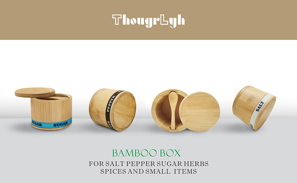 ThougrLyh Bamboo Salt Box Salt Box With Swivel Lid With Magnetic Salt Cellar With Lid