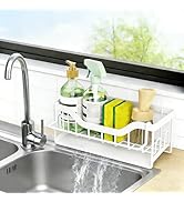 VILCEN Sponge Holder for Kitchen Sink - Auto Draining Sink Caddy Organizer with Detachable Rag Ra...
