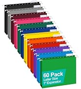 HERKKA Extra Capacity Hanging File Folders, 60 Pack Reinforced Letter Size Hanging Folders with H...