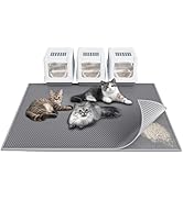 Waretary Cat Litter Box Mat: 47"x 36" Waterproof Kitty Cat Litter Trapping Mat, Easy-clean Double...