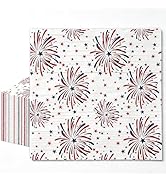 AnyDesign 80 Pcs Firework Luncheon Napkins Disposable Patriotic Paper Napkin Decorative Red Blue ...