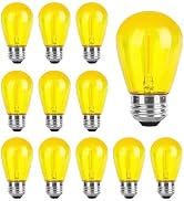 Sxminer 15 Pack S14 LED Bulbs Yellow Led String Light Bulbs 1W Plastic Shatterproof LED Replaceme...