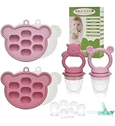 Baby Breastmilk Popsicle Molds & Baby Fruit Feeder (6 Pack), WAJIAYON Baby Food Freezer Tray Stor...