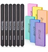TsMADDTs Nail Files and Buffers Set with 6PCS Rectangular Buffers and 6PCS Black 100 180 Grit Fil...