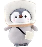 Anboor 9.8" Toast Penguin Stuffed Animal, Cute Penguin Soft Plush Toy with Bread Outfit, Stuffed ...