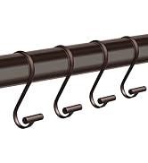 Metal Shower Curtain Hooks,Rust Proof Shower Curtain Rings for Bathroom,T-Bar Decorative Shower C...