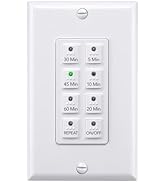 BN-LINK Countdown Digital Wall Timer Switch for Exhaust Fan with Push Button 5-10-20-30-45-60mins...