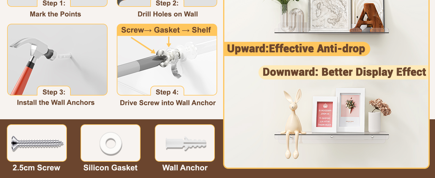 Upward:Effective Anti-drop Downward: Better Display Effect