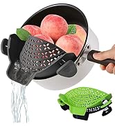 YEVIOR Clip on Strainer for Pots Pan Pasta Strainer, Silicone Food Strainer Hands-Free Pan Strain...
