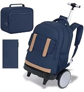 KLFVB Rolling Backpack for Men & Women with Big Quiet-Glide Wheels, 3-in-1 Wheeled Commuter Set w...