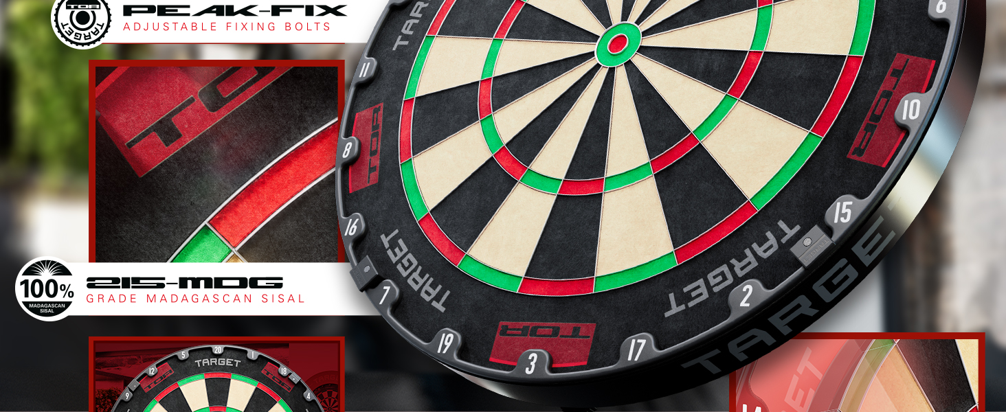 Target Darts TOR Dartboard Steel Tip Dart Modern Rotational Number Ring Premium Sisal Thin Wire