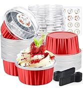 ZOXILEN 30Pcs Christmas Mini Cake Pans with Lids Aluminum Foil, Disposable Mini Baking Pan with L...