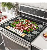 HOMETITUTE Stove Top Covers for Electric Stove 28x20 Inch Christmas Candy Cane Welcome Cooktop Pr...