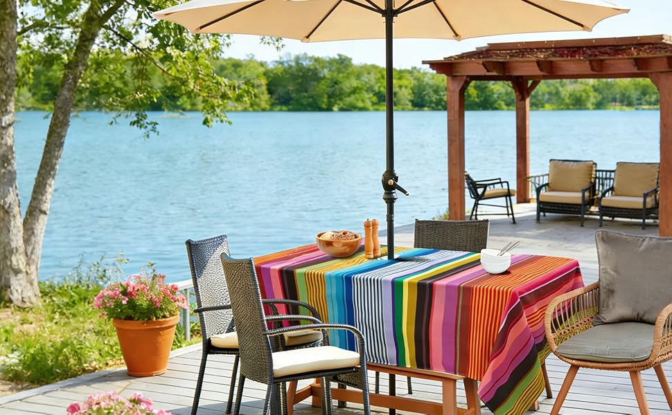Outdoor Tablecloth with umbrella hole and zipper