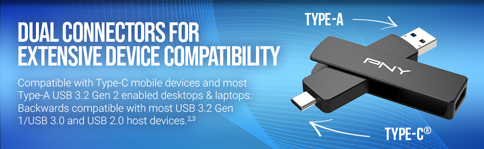 DUO Link V3 USB 3.2 Gen 2 Type C/A OTG Flash Drive - Dual Connectors For Extensive Compatibility