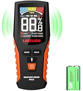 LASELION Pinless Moisture Meter MS12 Non-Destructive Wood Moisture Meter Detector with Large LCD ...