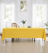 Aocoz Rectangle Tablecloths 90x132 Inch 2 Pack Yellow Tablecloth Washable Decorative Linen Polyes...