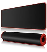 Large Gaming Mouse Pad Mat 11.8x23.6 Inches with Red String Stitched Edge Non-Slip Rubber Base Wa...