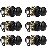 Probrico Door Knob Black 6 Pack, Interior Privacy Door Handles for Bedroom Bathroom, Solid Adjsut...