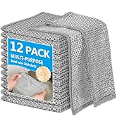 WYDZKJ 12Pack Multipurpose Wire Dishwashing Rags, Upgrade Non Scratch Wire Dishcloth, Silver Mesh...
