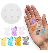 Cute Tiny Rhino Figurines Resin Silicone Mold Micro Dollhouse Animal Epoxy Casting Mold for DIY R...