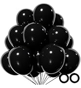 110pcs Black Balloon 12 inch, Black Latex Balloons for Birthday Party Baby Shower Wedding(with 2 ...