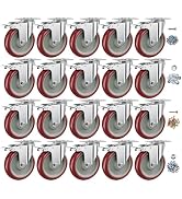 5 Inch Heavy Duty Casters with Brake - Set of 20, 1400lbs Capacity, Double Ball Bearing Non-Marki...