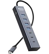 USB C to USB Hub Multiport Adapter, Aluminium 7-Port USB C Hub Multiport Adapter, USB Extenders, ...