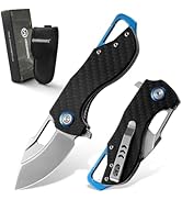 VR VIRENKNIFE Folding Pocket Knife for Men Women,2.3" D2 Steel Blade Carbon Fiber Overlay Handle ...