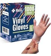 Reli. Vinyl Gloves, Large | 1000 Pack Bulk | S,M,L,XL Available | Large Vinyl Gloves, Disposable ...