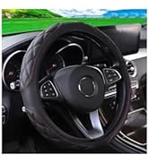Couslcd 15 Inch Car Leather Steering Wheel Cover, Automotive Accessories Elastic Breathable Anti-...