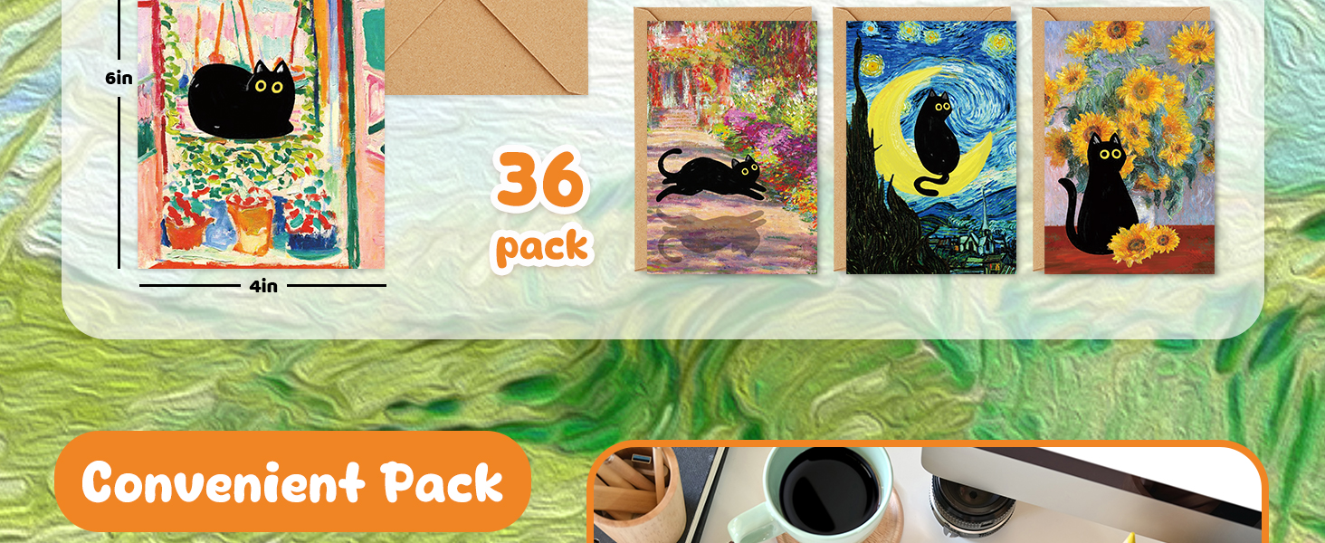 Black Cat Painting Greeting Card