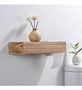Hidden Toilet Paper Holder Without Drilling, Farmhouse Toilet Roll Holder Self Adheisve, Solid Wo...
