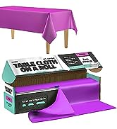 Tablecloth Roll – 54" X 110' Purple Premium Plastic Table Cloths with Cutter Box - Cut to Size - ...