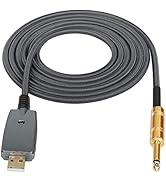 SinLoon USB Guitar Cable,10FT USB 2.0 Interface Male to 6.35mm (1/4inch) TS Mono Electric Guitar ...