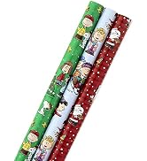 Hallmark Christmas Peanuts Wrapping Paper with Cut Lines on Reverse (Pack of 3, 105 sq. ft. ttl) ...