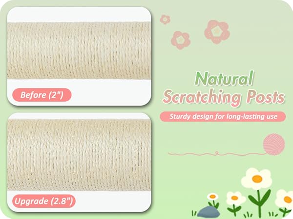 Scratching Posts Natural sisal-wrapped posts satisfy scratching instincts and protect furniture.