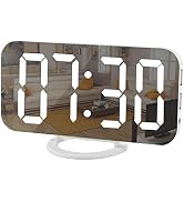 SZELAM Digital Clock Large Display, LED Electric Alarm Clocks Mirror Surface for Makeup with Dimi...