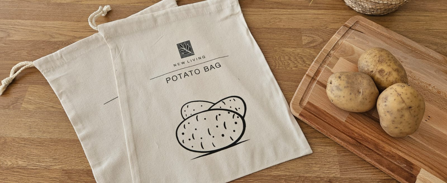 Reusable linen cotton potato onion bag eco kitchen plastic free