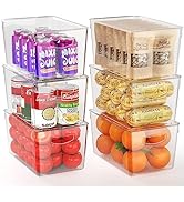 Clear Storage Bins With Lids, 6 Pack Plastic Storage Bins With Lids, Food Storage Organizer Bins,...