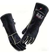 AOUCHI 932? Leather Welding Gloves for Women Man, Heat Resistant Fire Long Sleeve Gloves for Tig ...