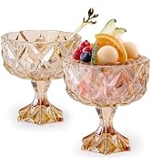 Yummy Sam Dessert Glass Bowls, 280ML Ice Cream Footed Dessert Cups Glass, Glass Dessert Cups for ...