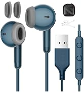 USB Earbuds with Microphone for PC Chromebook Laptop School,7.5 Ft USB A Headphone Wired for Comp...