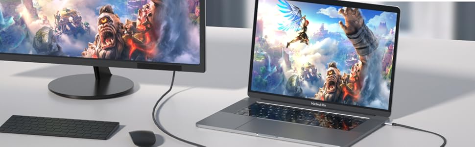 USB C to DisplayPort 1.4 Cable 8K@60Hz 4K@144Hz/120Hz 2K@240Hz 32.4Gbps DSC HBR Type C to DP Cord