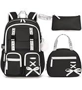 Fimibuke Backpack for Girls, 3 PCS Waterproof Girls Backpack with Lunch Box & Pencil Case, Kid Ba...
