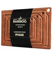 Hiware 4 Pieces Extra Large Wooden Cutting Boards Set- Bamboo Cutting Boards for Kitchen Meal Pre...